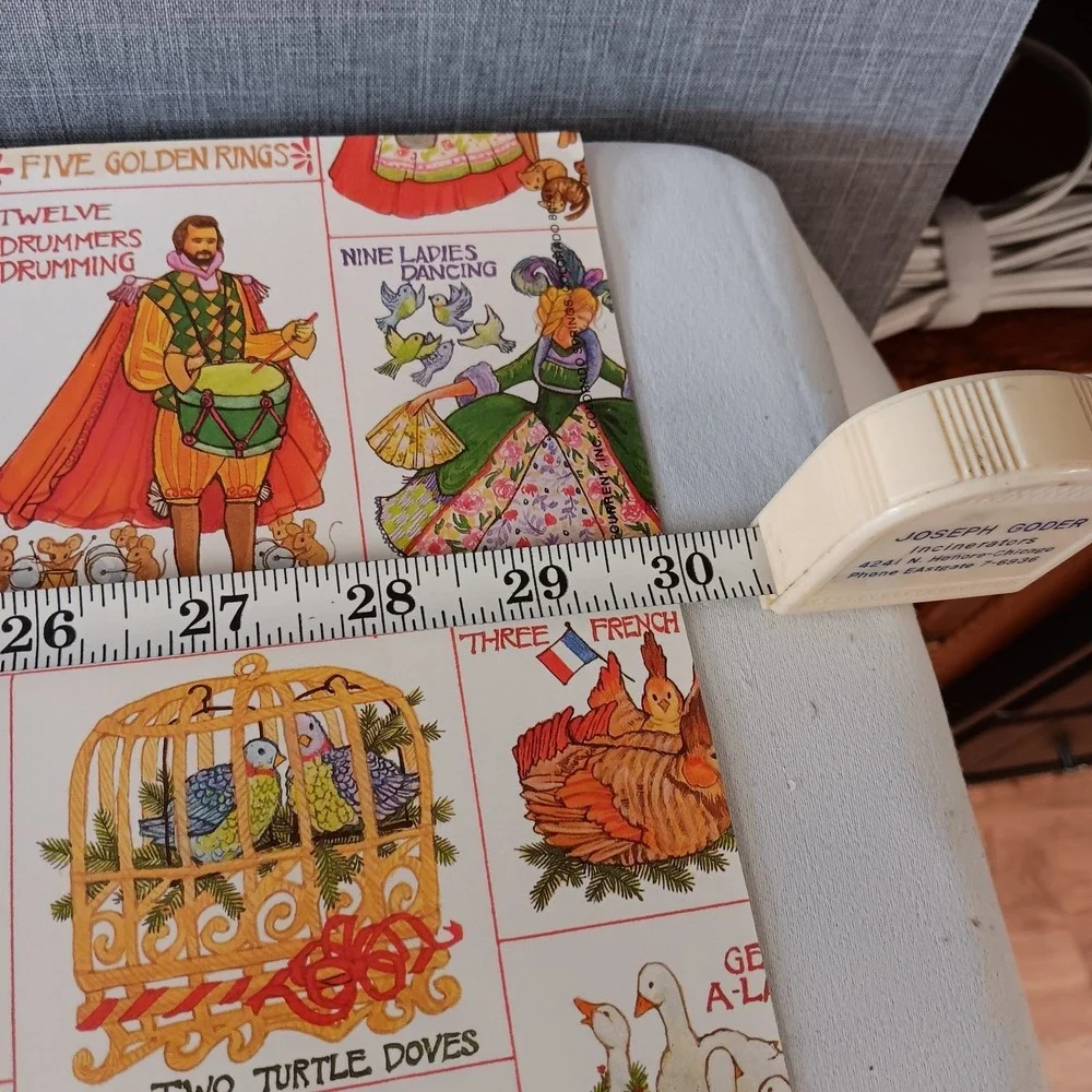 Current The Twelve Days Christmas Gift Wrap 1980 Vintage 24x30 Sheet 1 Card